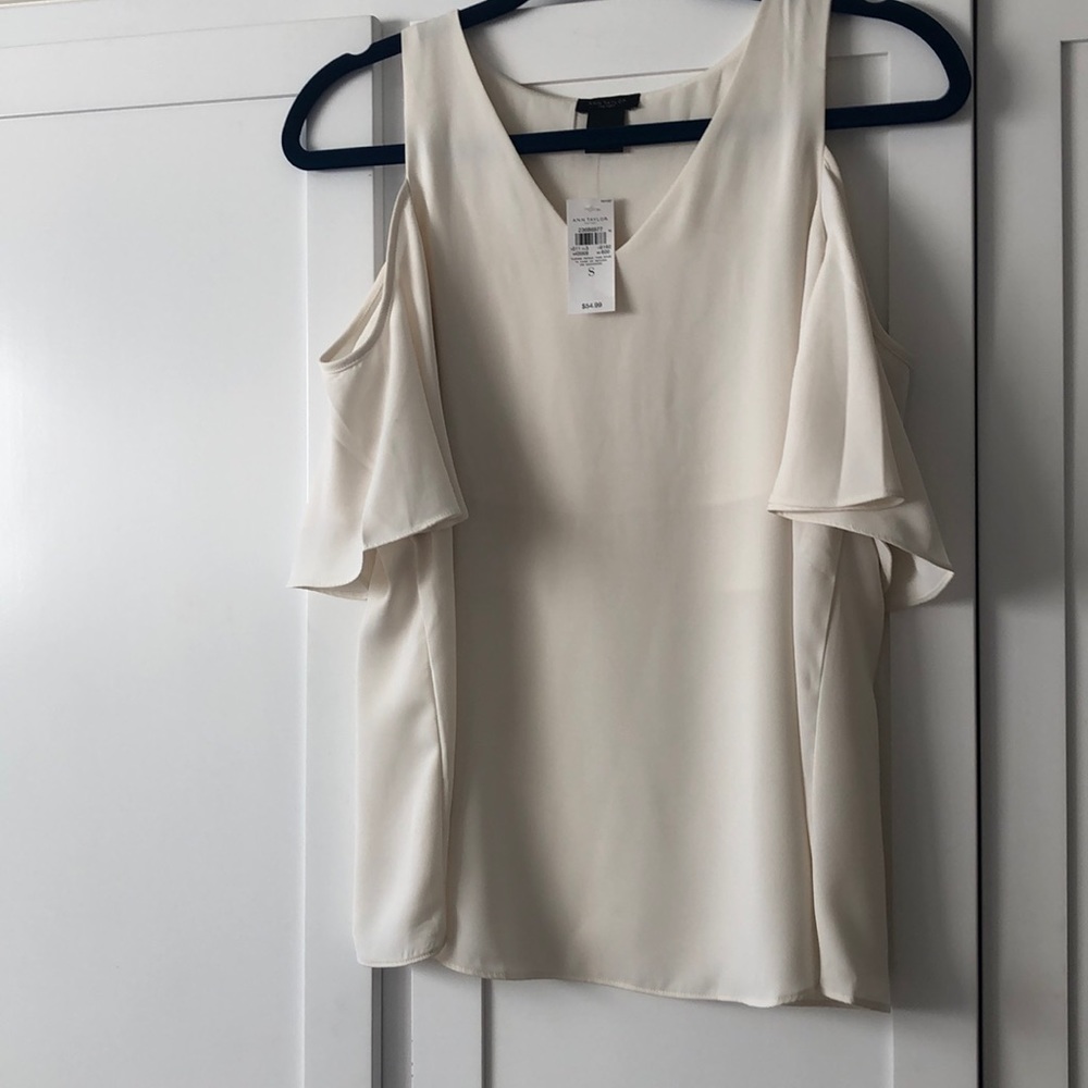 New Ann Taylor lined cold shoulder blouse.  Size S